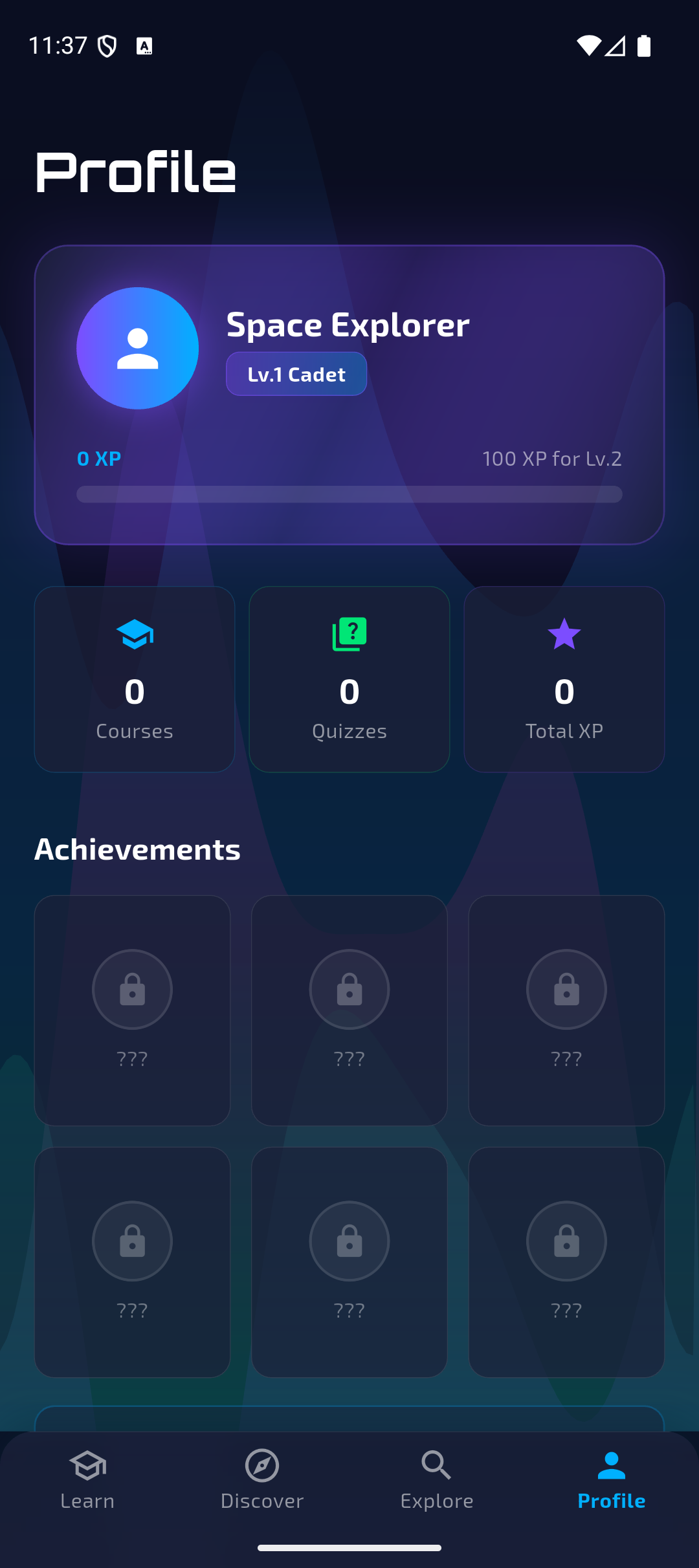 Profile - XP, achievements and progress tracking
